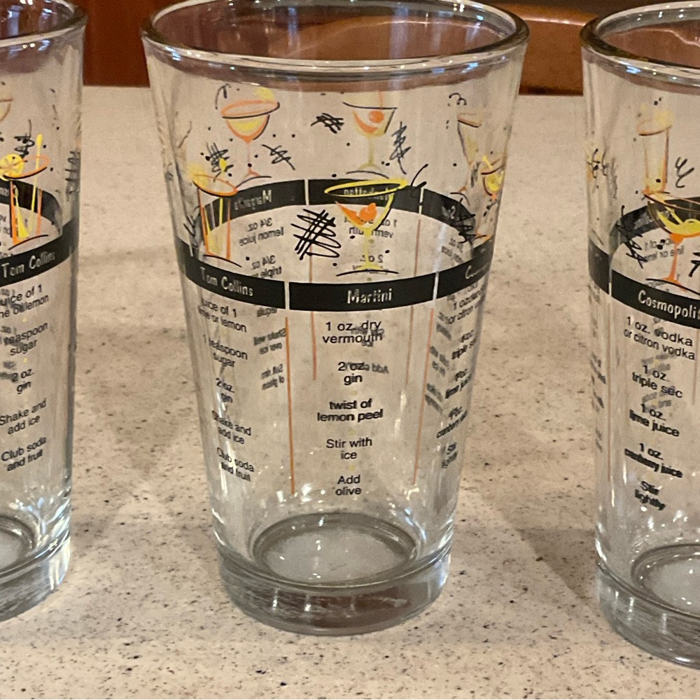 vtg LIBBEY Bar Recipe Glasses (5) Pictures Manhattan, Tom Collins US 🇺🇸 Made - Picture 3 of 8